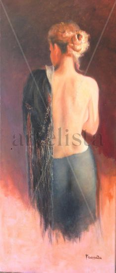 LA RUBIA DEL MANTÓN Y COMBINACIÓN TRANSPARENTE Oil Canvas Figure Painting