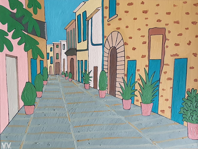 Una calle de Mallorca Oil Canvas Landscaping