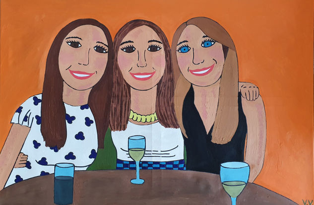 Rebe, Nat y yo Oil Canvas Portrait