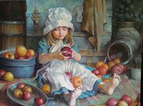 Niña con frutas