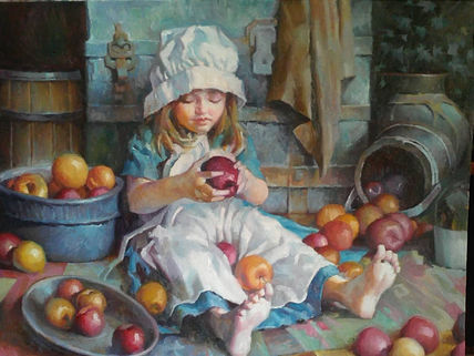 Niña con frutas