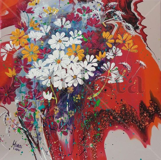 SOLD  Margarete Acrylic Canvas Floral Painting