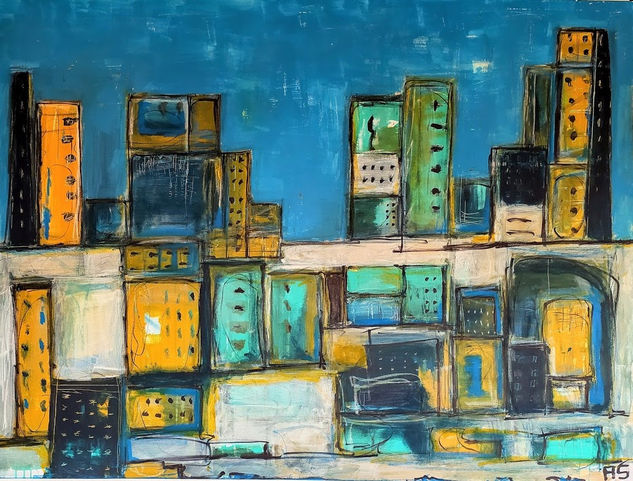 The city moves Acrylic Canvas Landscaping