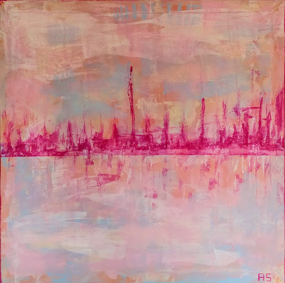 Pink city Acrylic Canvas Landscaping