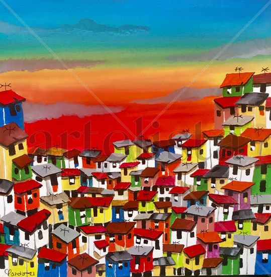 Simplemente un pueblo Oil Canvas Landscaping