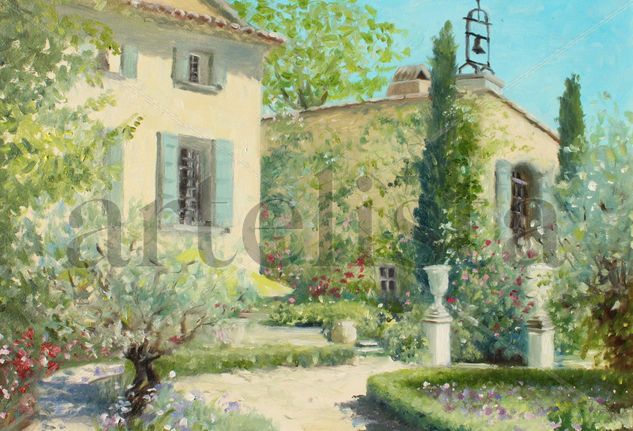 Provencal bastide 1 Oil Panel Floral Painting