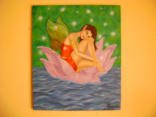 Hada en la Flor Oil Canvas Figure Painting