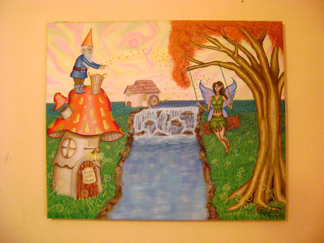 Hada y el Gnomo Oil Canvas Landscaping