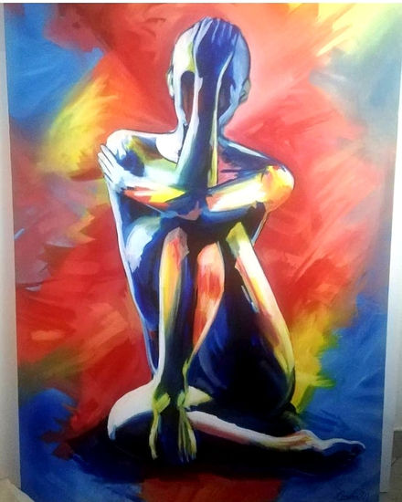 Desnudo entre colores Óleo Lienzo Desnudos