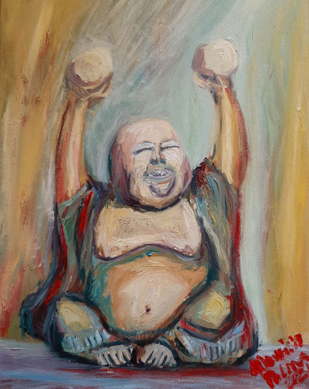 Buddha Celebrando Óleo Lienzo Figura