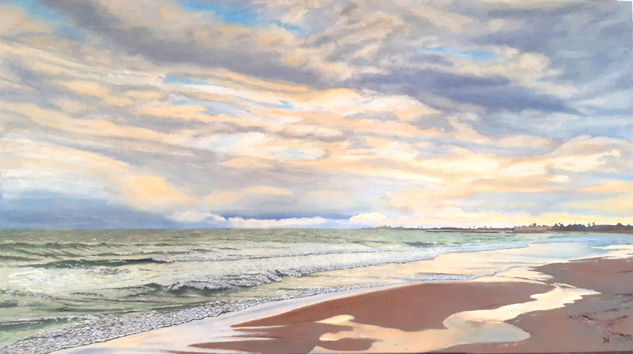 PLAYA DE PINEDO Oil Panel Marine Painting