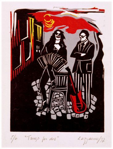 TANGO POR DOS Woodcut