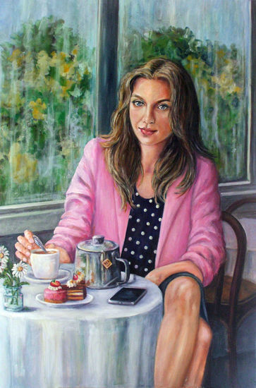 LA ESPERA Oil Canvas Portrait