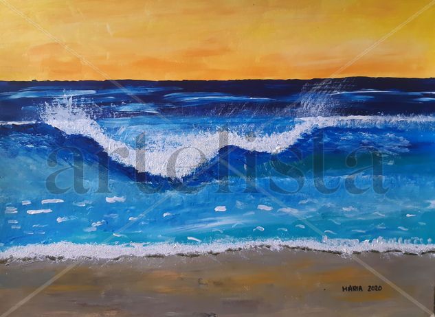 Ola infinita Acrylic Paper Marine Painting