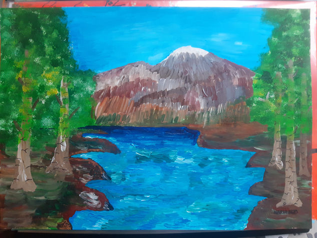 El lago azul Acrylic Paper Landscaping