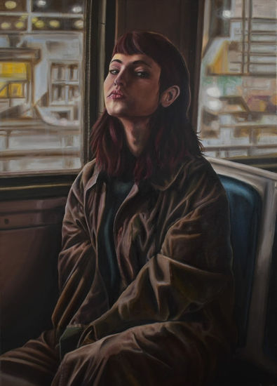 La Gioconda del tren a casa Oil Canvas Figure Painting