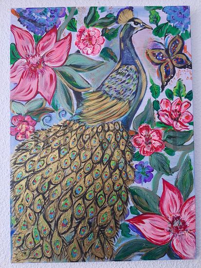 Pavo real Acrylic Canvas Animals