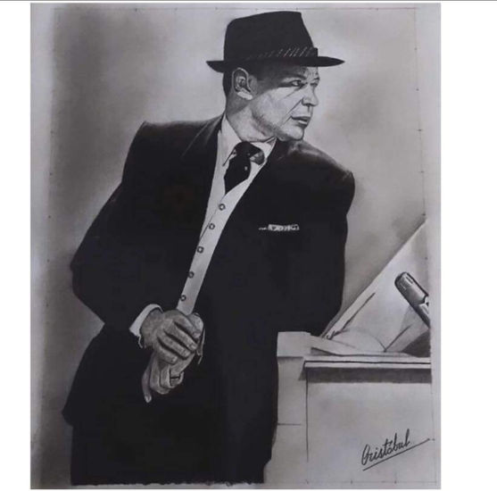 Retrato de Frank Sinatra a grafito Graphite