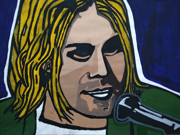 "La mirada oscura de Kurt Cobain" Acrylic Paper Portrait