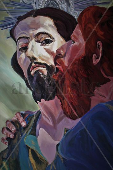 El beso de Judas. Óleo Lienzo Retrato