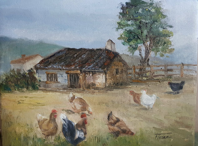 Gallinas en libertad Oil Canvas Animals