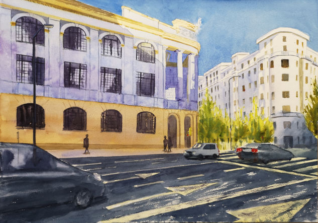 Colegio Joaquín Costa, Zaragoza Watercolour Paper Landscaping