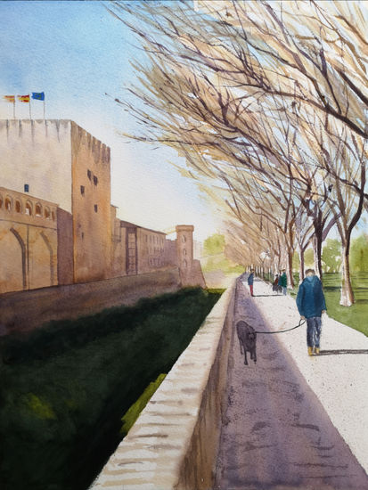 Palacio de la Aljafería Watercolour Paper Landscaping