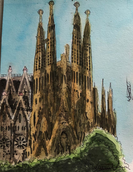 Sagrada familia Acuarela Papel Otros