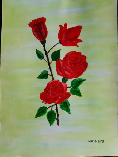 Rosas Acrylic Paper Floral Painting