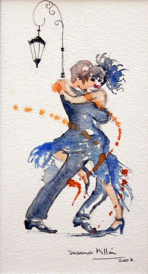 serie tango III-Argentina Watercolour Paper Figure Painting