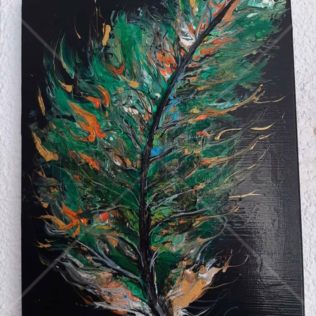 Cuadro abstracto de pluma