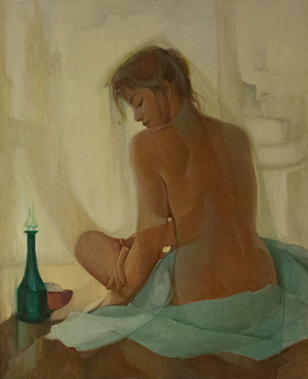 La Toilette Óleo Tabla Desnudos