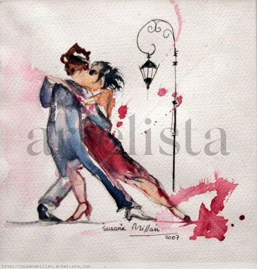 Serie Tango v-Argentina Acuarela Papel Figura