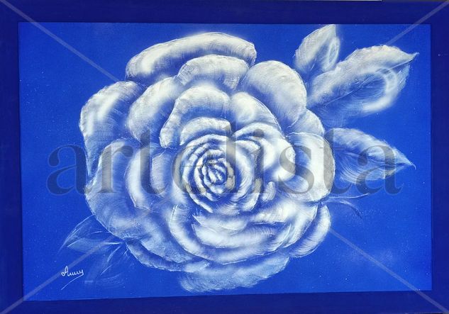 Rosa blanca Acrylic Canvas Floral Painting