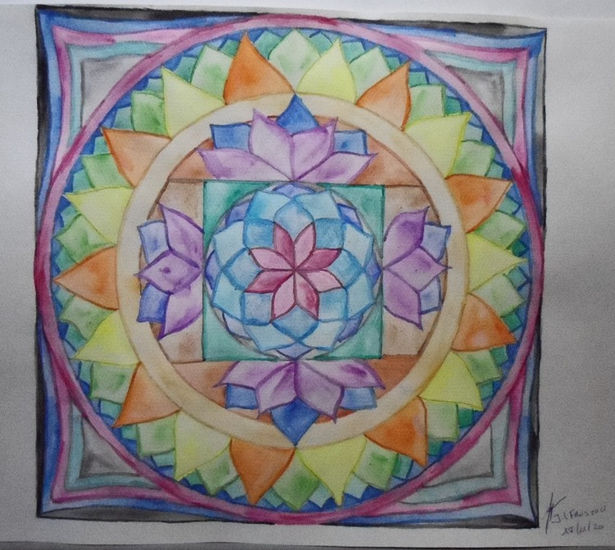 Square and round mandala Watercolour Paper Others