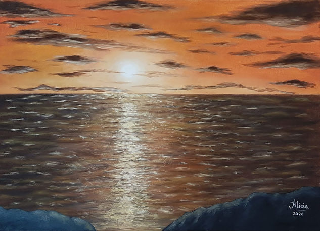 ATARDECER Oil Canvas Marine Painting