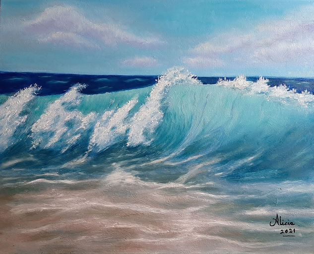 LA GRAN OLA Oil Canvas Marine Painting