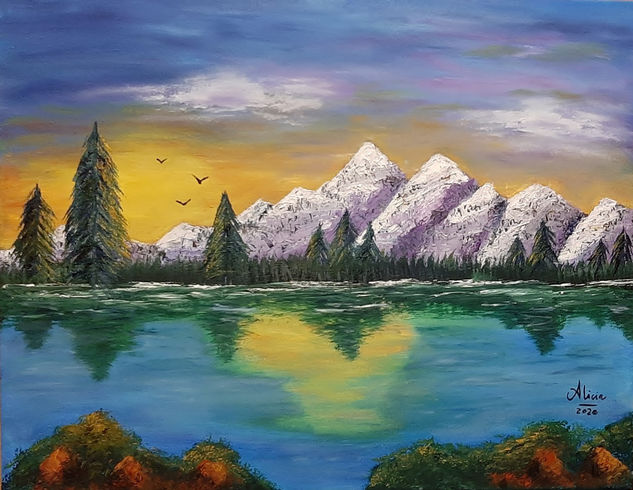 LAGO ALPINO Oil Canvas Landscaping