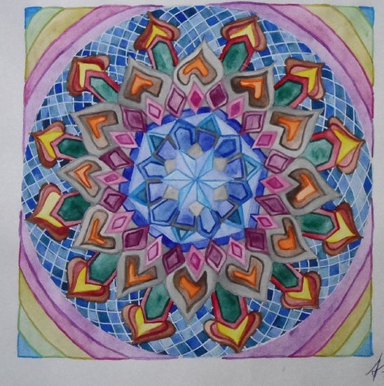 Mandala in the rainbow Acuarela Papel Otros