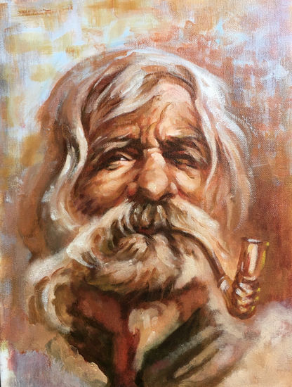 Hutzul viejo Oil Canvas Portrait