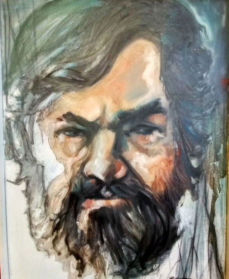 Julio Cortázar Oil Canvas Portrait