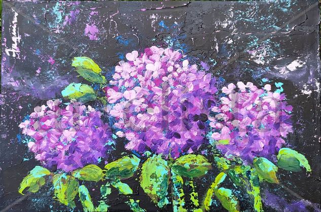 Hortencias Acrylic Canvas Floral Painting