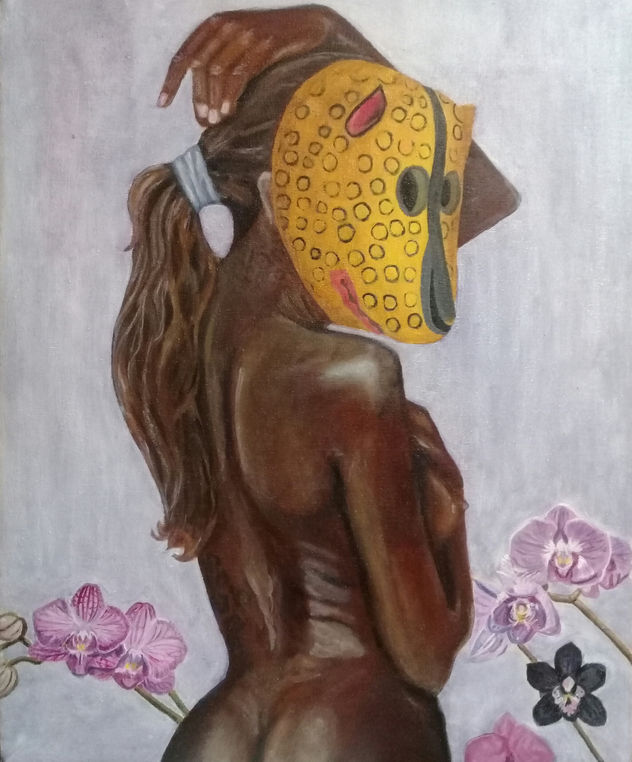 Mujer con máscara jaguar