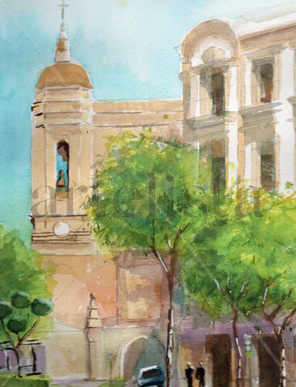 Iglesia San Sebastián Watercolour Paper Landscaping