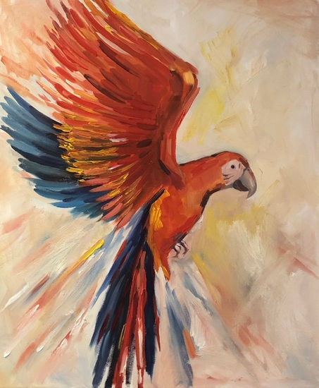 Parrot Oil Canvas Animals