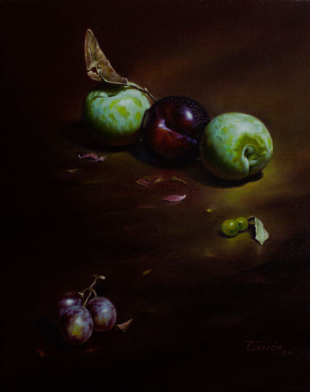 Tres Ciruelas Oil Canvas Still Life Paintings