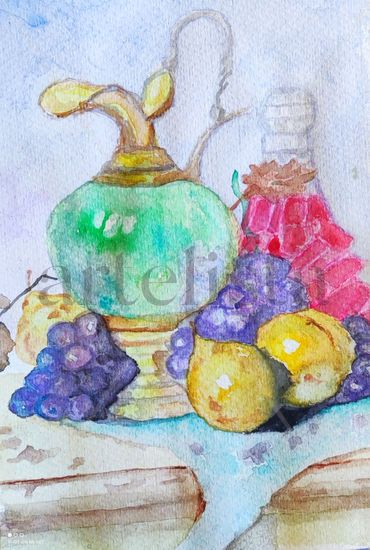 Bodegón con licor Watercolour Paper Still Life Paintings