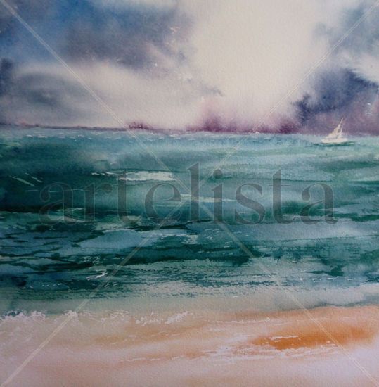 Ruta al horizonte Watercolour Paper Marine Painting