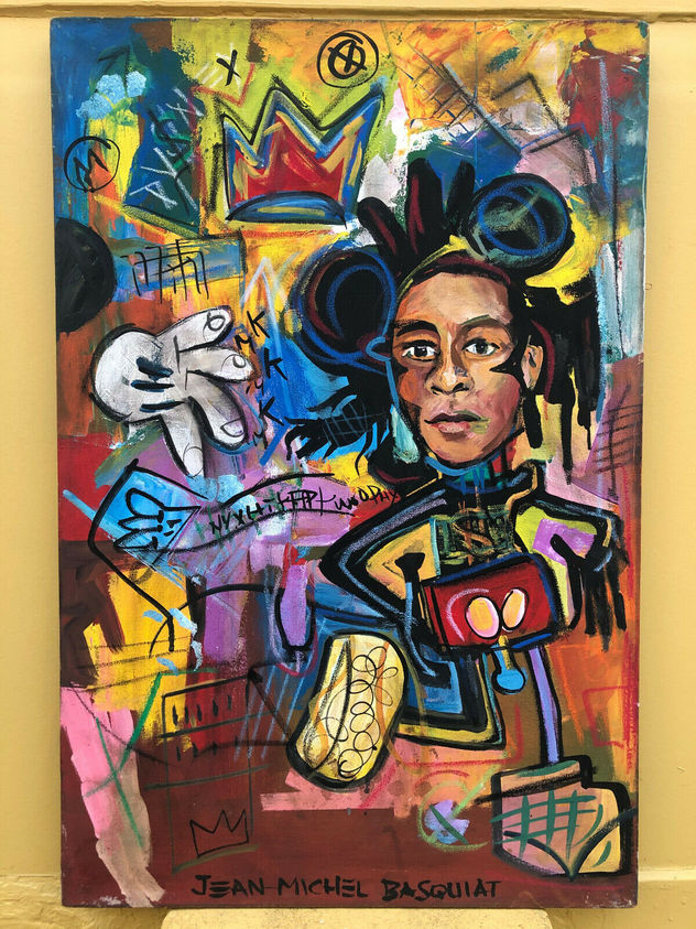 MICHAEL BASQUIAT OLEO SOBRE LIENZO FIRMADO Y ENMARCADO