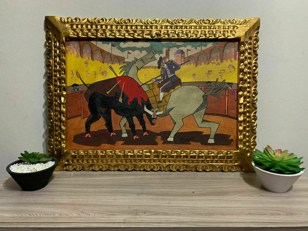 PABLO PICASSO OLEO SOBRE LIENZO FIRMADO Y ENMARCADO Oil Canvas Animals